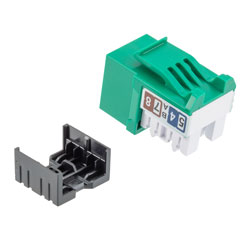 超6类RJ45 Keystone插座，IDC 110 90度冲压式，UTP（非屏蔽双绞线），绿色的图片
