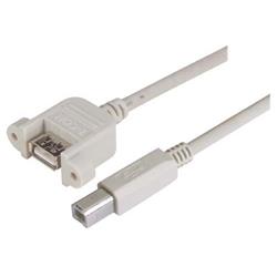 USB A型耦合器线缆，穿壁式母头/B型公头，3米的图片